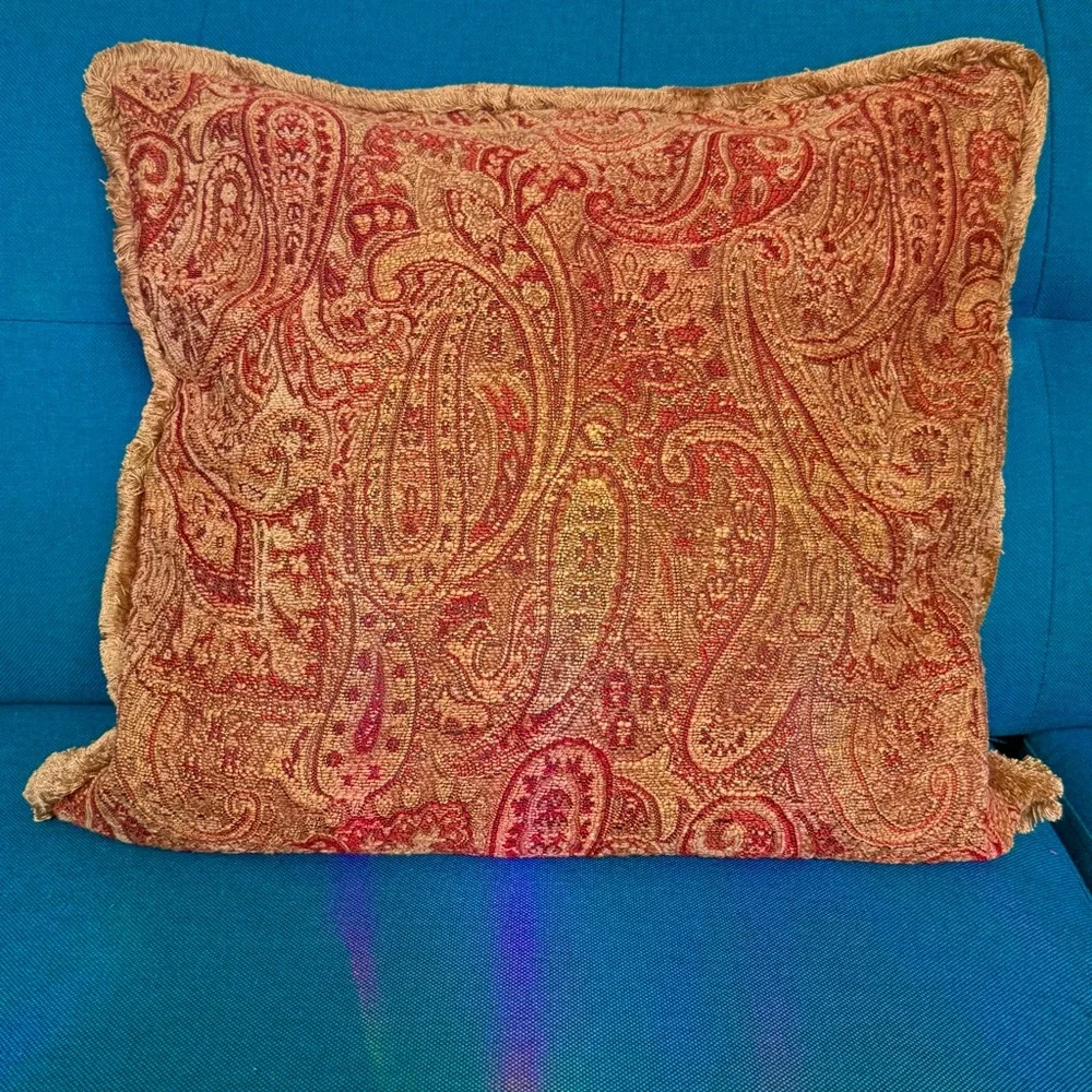 Restoration Hardware Italian paisley tapestry fringe pillow sham